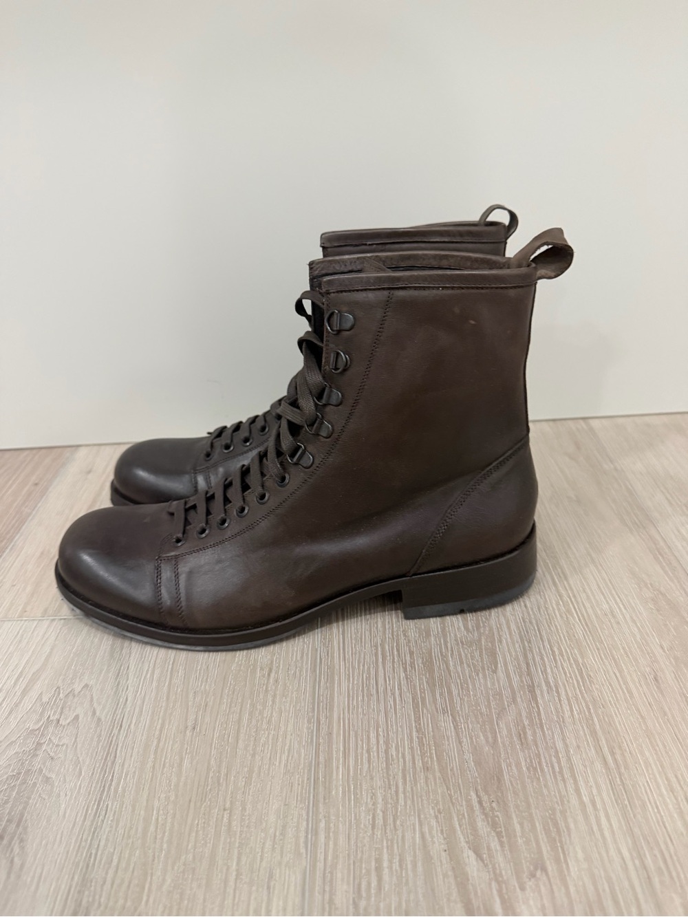 J&M Boots Johnston Murphy Made In Italy Leather Dark Brown Mens Boots US 9.5